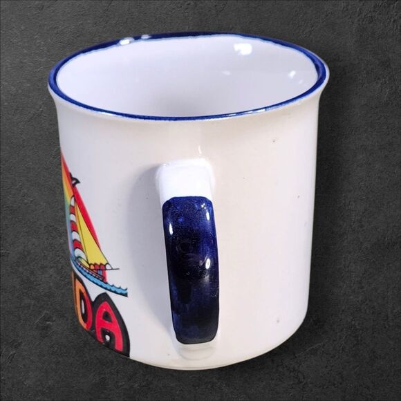 Vintage Florida Souvenir Mug Rainbow Sailboat Palm Tree Coffee Cup Retro - Picture 3 of 9